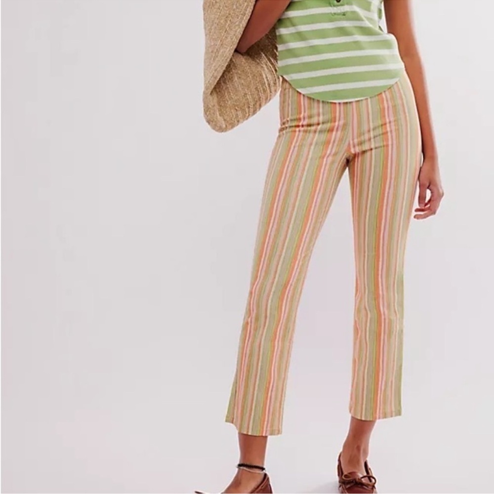 Free People In My Feelings Striped Pull On Pants Medium NEW